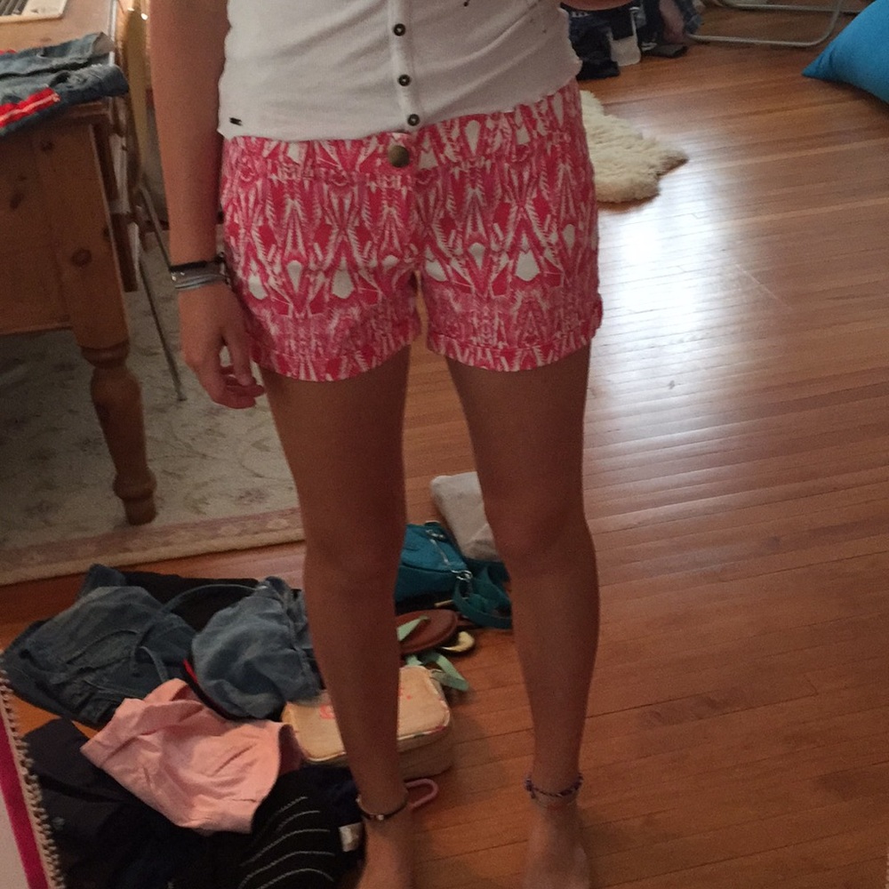 Pink and white american eagle shorts